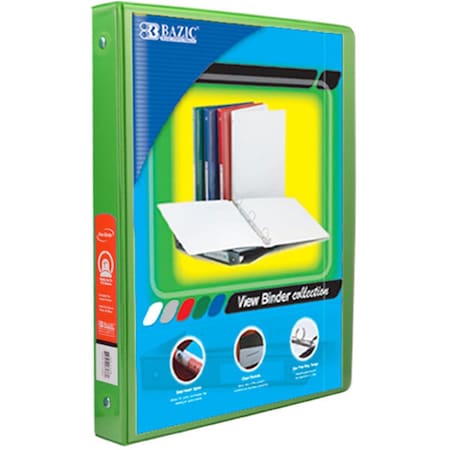 Bazic Products DDI 1082270 BAZIC 1/2 3-Ring Binder - Lime Green  View Finder  2 Pockets, 12PK BA36241